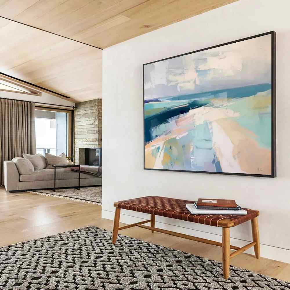 Coastal Hand-painted Soft Bedroom Room Abstract Artwork XH96H